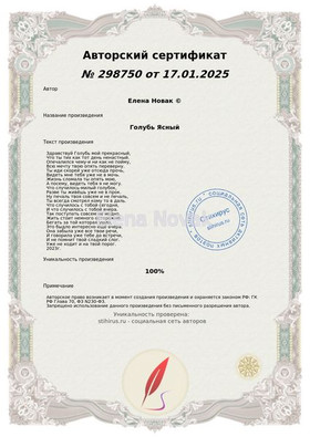 Голубь ясный Елена Новак Сертификат Стихирь 17.01.2025г.